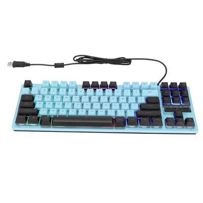 Teclado Mecânico Acionamento Sensível Leve Portátil Costura em Duas Cores Teclado para PC para Desktop LaptopAzul