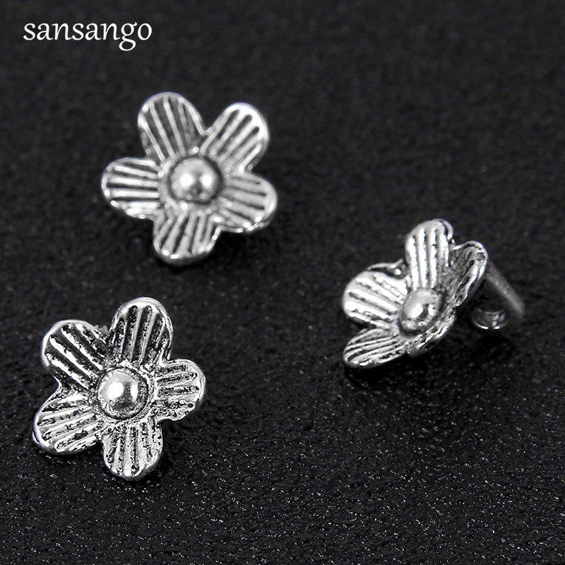 Antique 35mm jewellery making Tibetan silver flower shape pendant connector