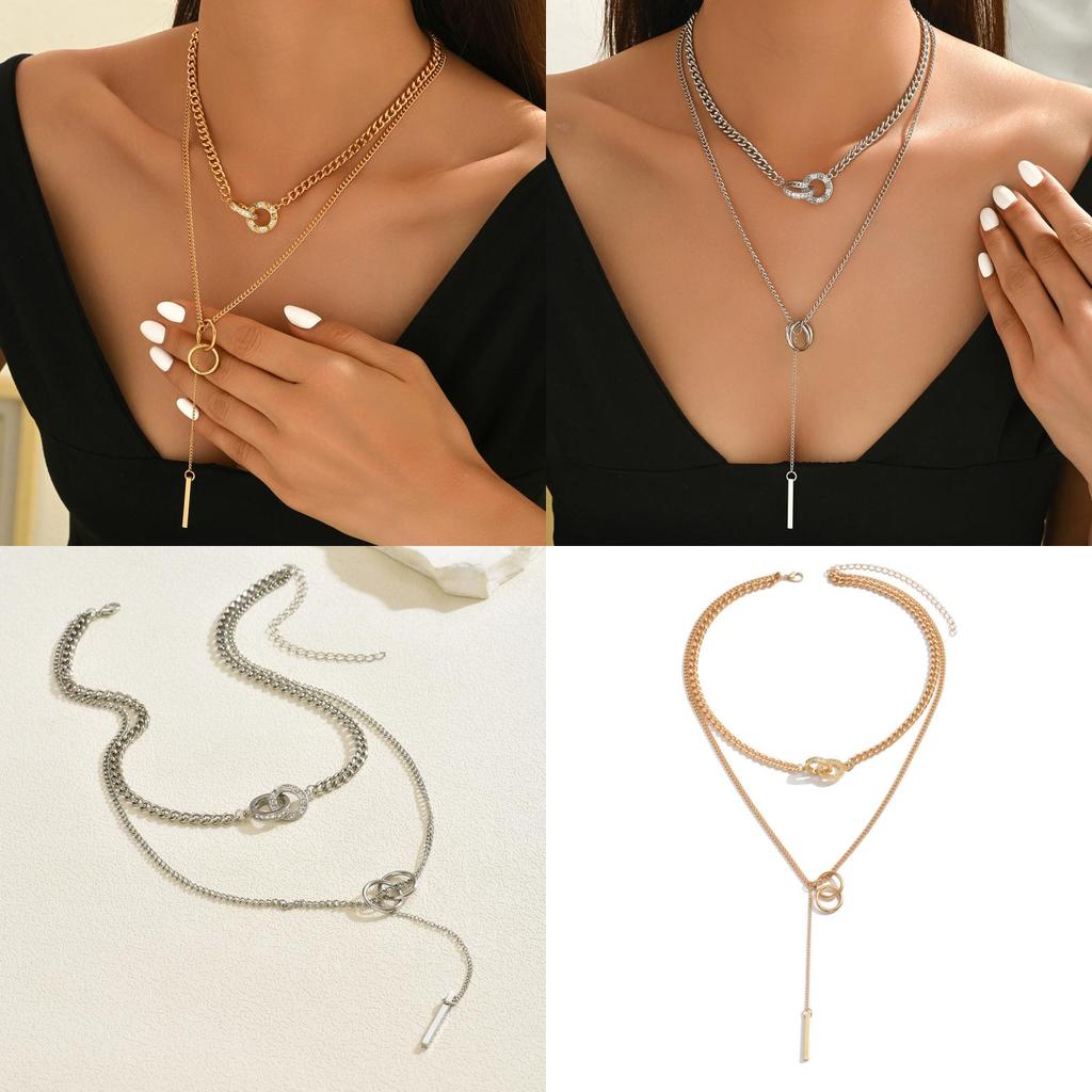 Geometric Alloy Pendant Necklace With Dangle Drop For Women And Men Summer