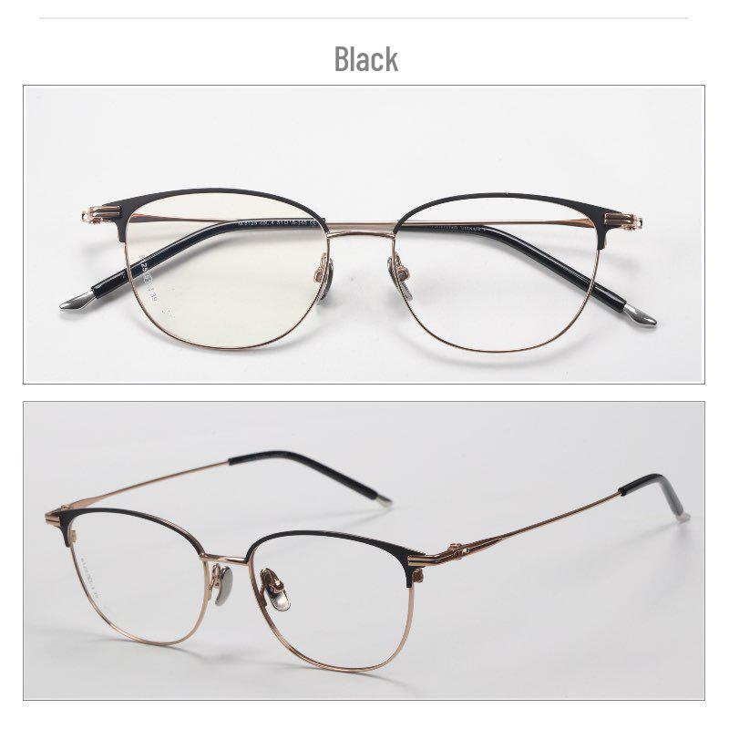 Women's Fashionable Pure Titanium Myopia Glasses Frame, Thin Eyebrow Design - Fits Prescription Lenses, Style 8125