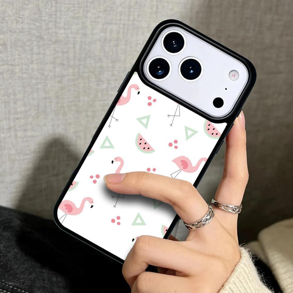 Capa Case for iPhone 17 Air 16 Pro Max 15 Plus 11 13 Mini 14 12 Back Phone Cover Animal Flamingo