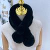 Scarf Women's Autumn and Winter New Fur Rabbit Plush Thickened Warm Scarf Solid Color Hairball Cross Student Children