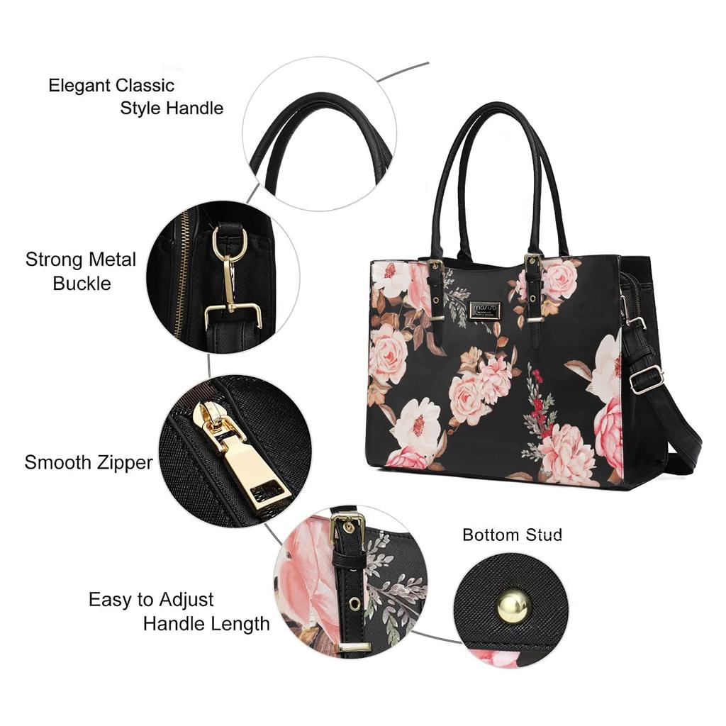 Torba na laptopa kompatybilna z MacBookiem Pro 16 cali M4 M3 M2 cale Peony wodoodporna aktówka z regulowanym uchwytem z PU [MOSISO] Torba, 2025-2021 M1, 15-15,6