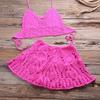 2025 Trendy European & American Hand-Crocheted Bikini Bandeau with Versatile Pleated Skirt Swimsuit