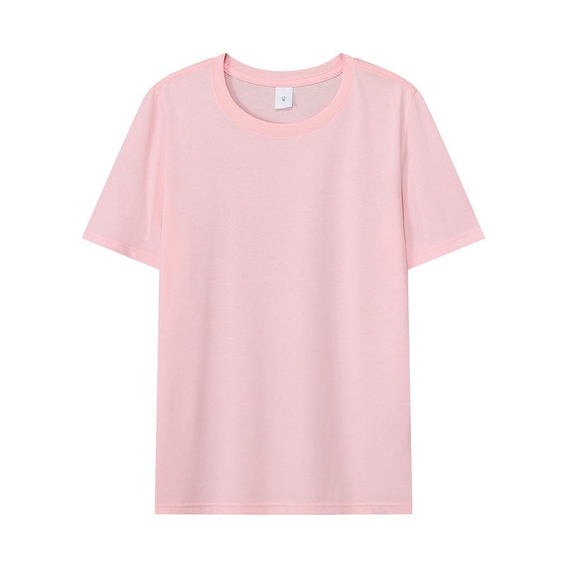 Unisex 190G Loose Ice Silk Cotton Short-Sleeve T-Shirt - Solid Color, Soft Basic Top