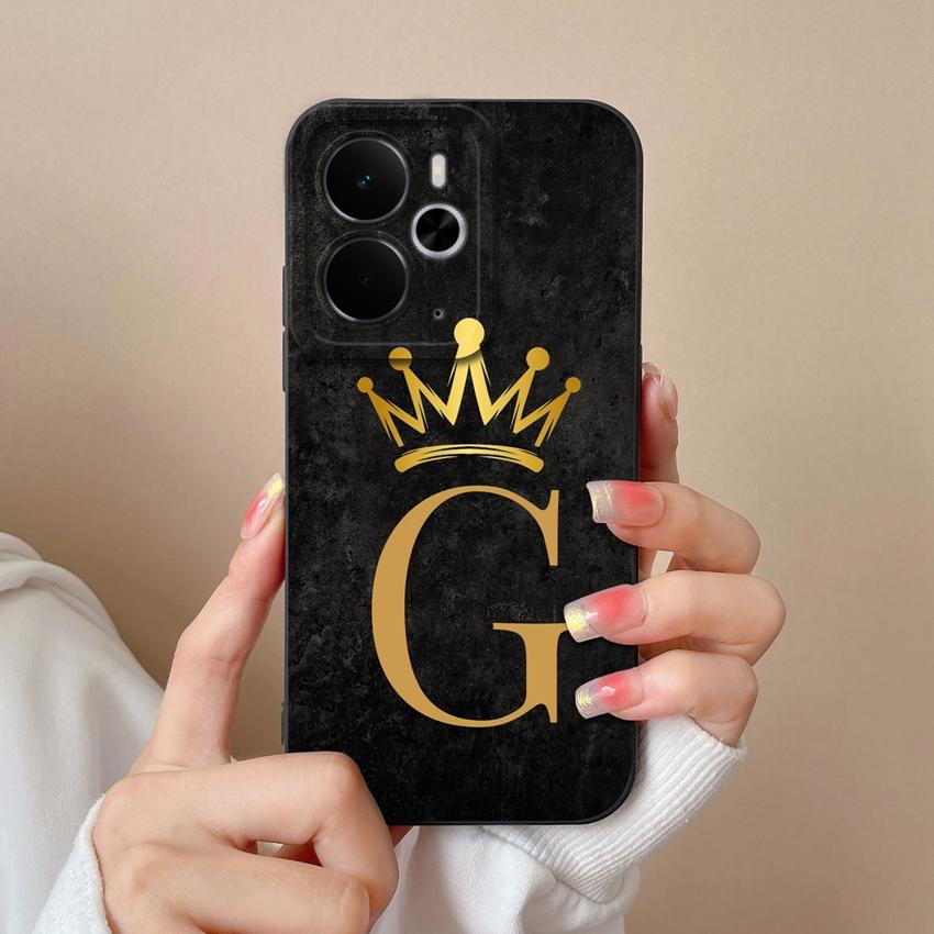For Oppo Realme 14 15 16 13 Pro 14T 14X 15T 15X 14ProLite Phone Case Luxury Gold Crown Letters Shell Lightweight Matte Silicone Camera Protector Cover