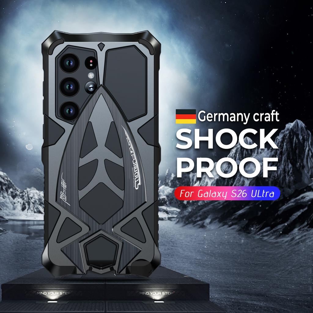 360 Full Doom Armor Metal Case for Samsung Galaxy S26 Ultra Aluminum Bumper Hybrid Rugged Shockproof Cover for Samsung S26 Ultra