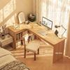 Compact Corner Computer Desk with Integrated Bookshelf & Vanity for Bedroom or Home Office