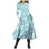 Women's Fashion Casual Christmas Printed Round Neck Pullover Slim Fitting Long Sleeve Dress
