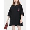 Women's Loose-fitting Cartoon Cat Print Short-Sleeve T-Shirt, Casual Top for Spring and Summer