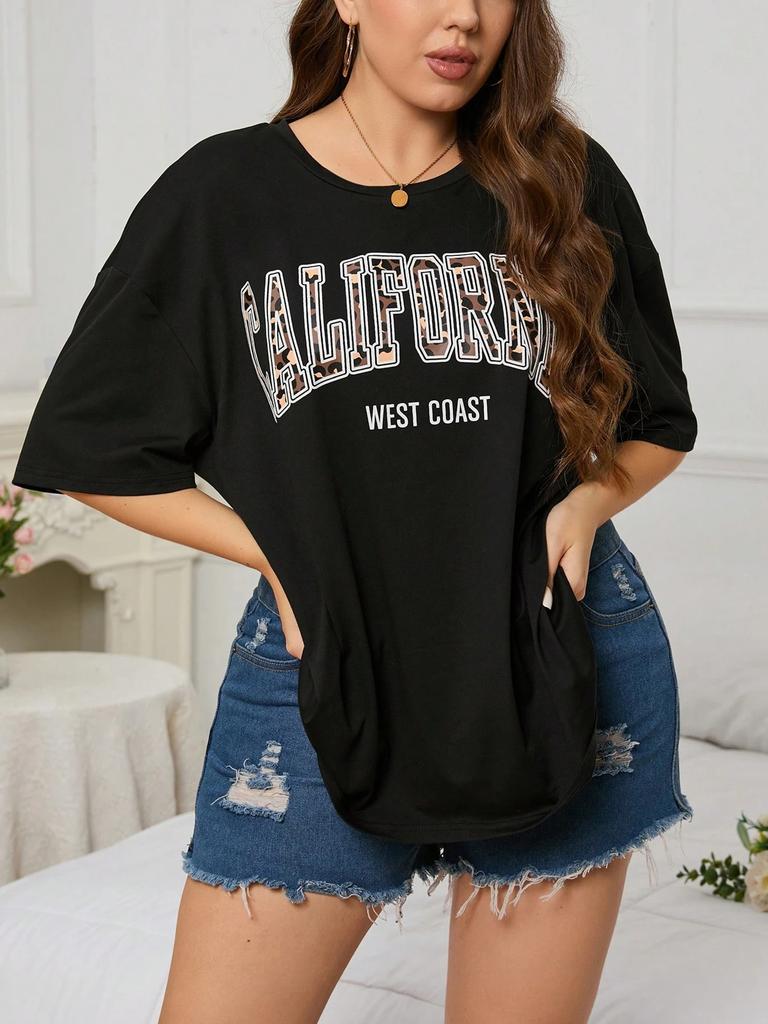 California Design Pattern Printed Tshirts Summer Fashion High Quality Short Sleeve Casual Sport Oneck Pullover Top