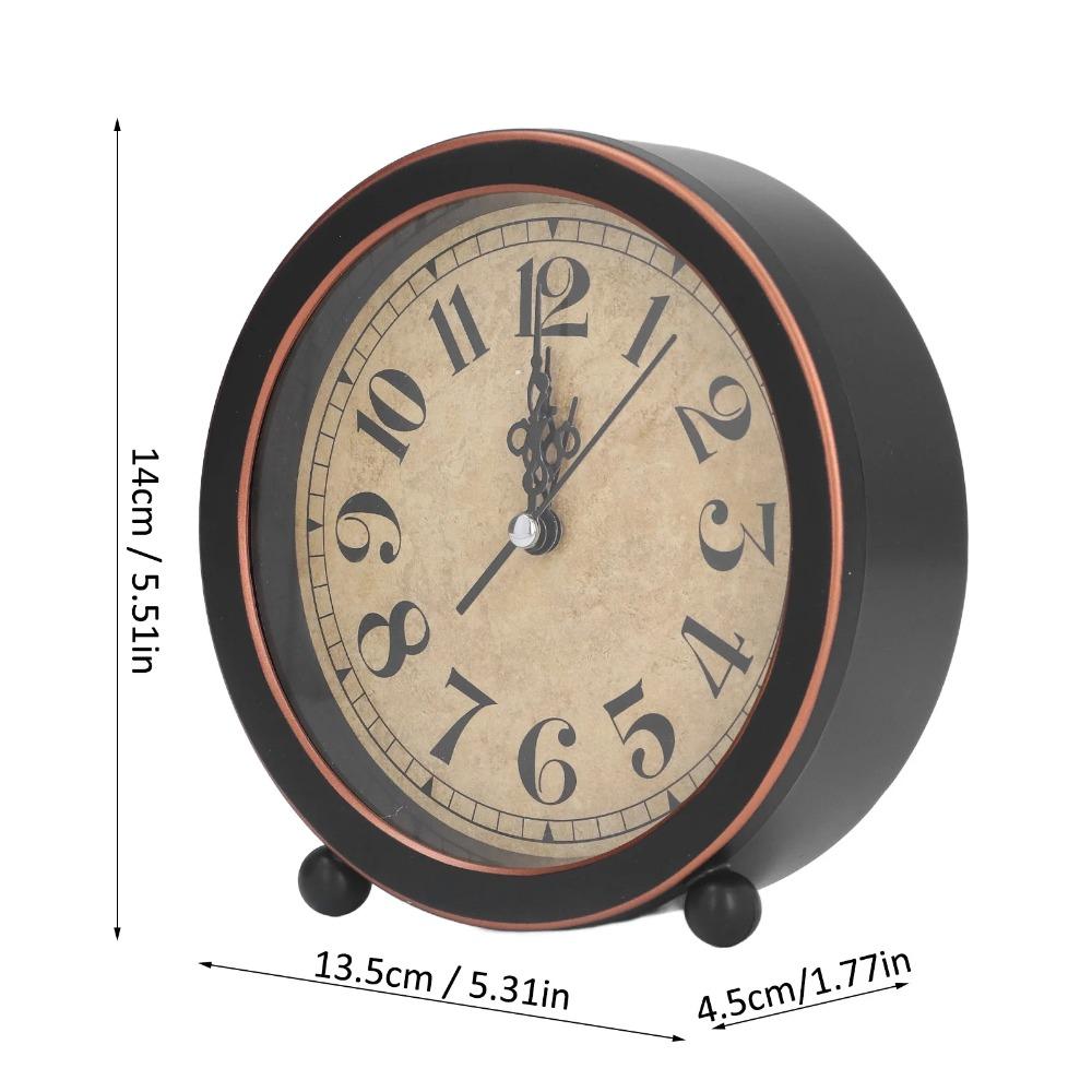 Small Alarm Clock European Retro Style Silent Ticking Desk Clock for Home Living Room Dining Table Decoration Ornaments