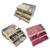Plastic Velvets Jewelry Organizer 3 Drawers Stackable Display Case for Earrings Necklace Bracelets Accessories Holder
