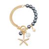European and American Jewelry Summer Casual Style Starfish Palm Collarbone Chain Beaded Splicing Light Luxury High-end Necklace