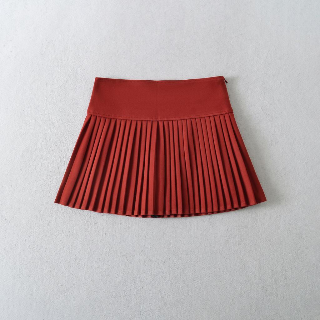 Women's High-Waisted Gray Pleated Wool Blend Mini Skirt - Elegant, Anti-Exposure Design for Autumn/Winter 2025