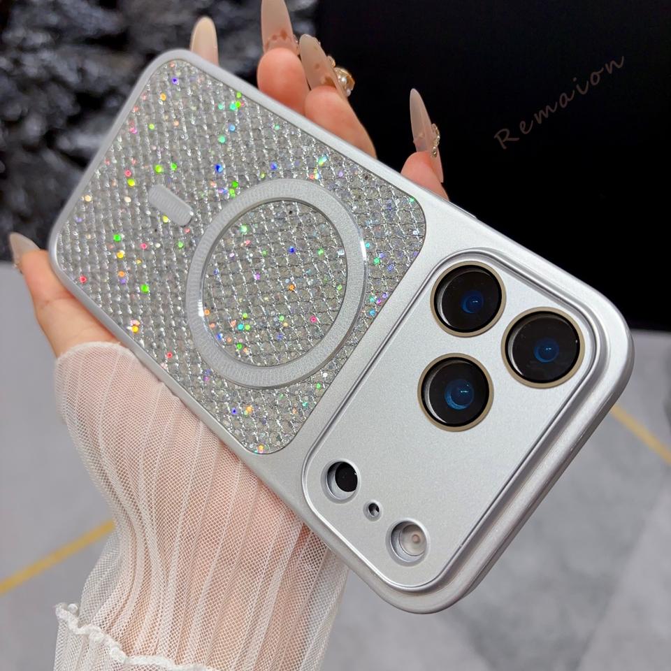 Bling Bling Glitter Magnetic Phone Case For For Iphone 1 14 16 17 Pro Max 17Pro Max Official Shockproof Protector Cover For iPhone 16