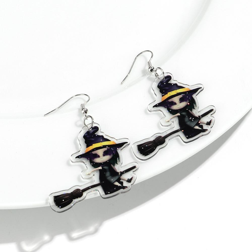 Halloween Cute Ghost Acrylic Earrrings for Women 2025 Gothic Cartoon Spooky Cat Pumpkin Witch Drop Earring Party Jewelry Gifts