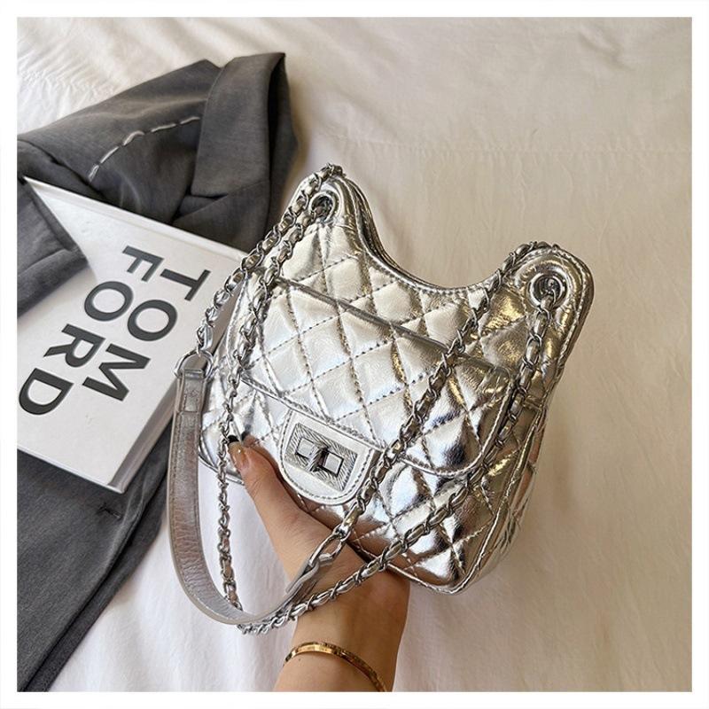 

Tooxika New Style Diamond Chain Bag женская сумка через плечо большой вместимости серебряный