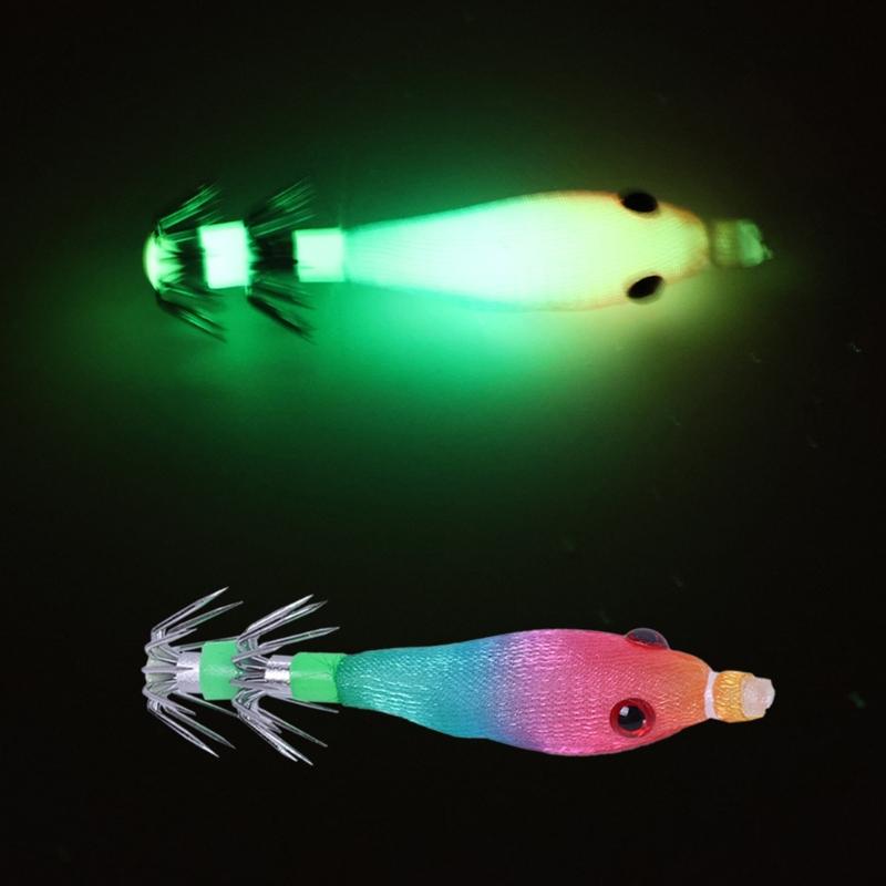 5.8cm 3.1g Glow Squid Jigs Shrimp Lures Baits Squid Jigs Glow Jigs Hook for Freshwater Saltwater Fishing Artificial Baits