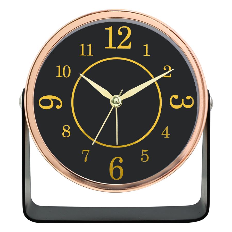 1 pc 4-inch European style light luxury metal alarm clock, 180 degree rotating table clock, vintage desktop ornament clock;
