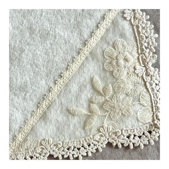 Vivienne Hand Towel 30x30cm Ivory Cotton Bijou Series Lace Embroidery