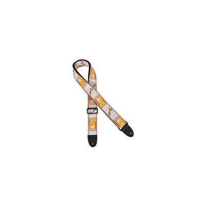 Correia Fender® com Monograma, 2 polegadas, Branco/Marrom/Amarelo