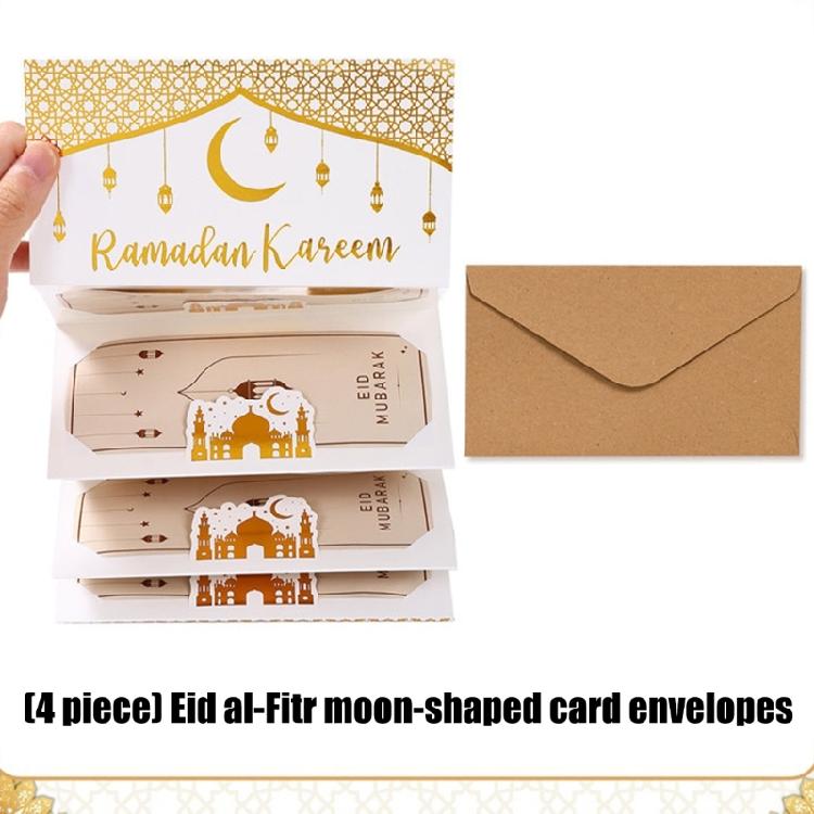 4Pcs Eid Festival Cash Holder Envelopes Paper Money Holder Built in 6 Slots Greeting Card Envelopes For Gift Wrapping
