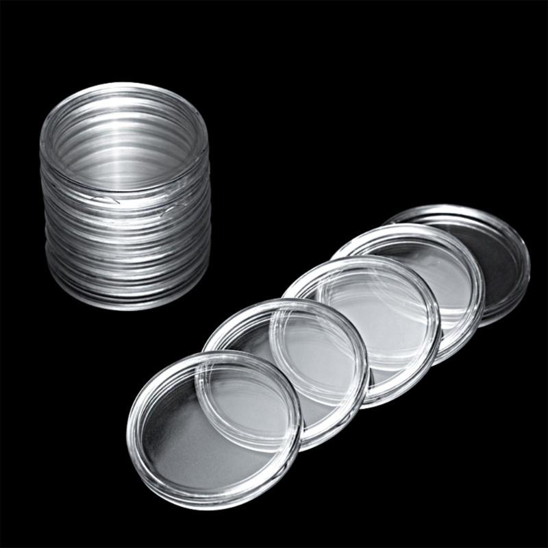 60pcs 40mm Coin Preservation Box Round Dustproof Transparent Coin Capsules Plastic Commemorative Medals Holder Case
