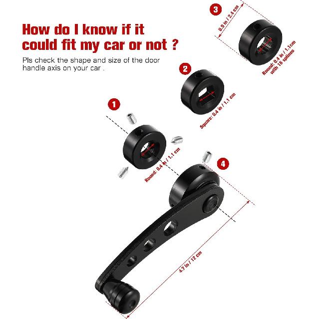 BESPORTBLE Window Crank Handle Aluminum Universal Car Wagon Door Window Crank Handle Winder Car Door Accessories (Black)