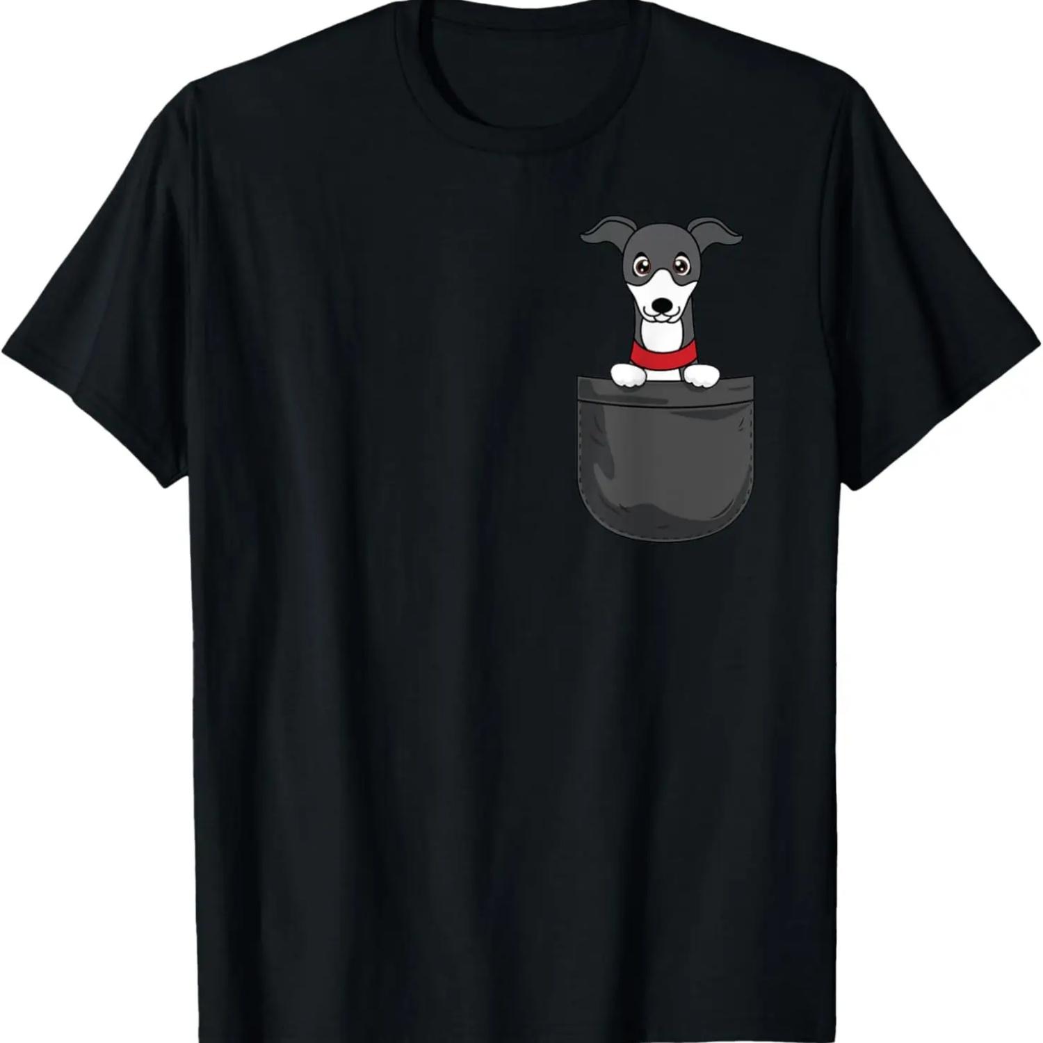 Итальянская борзая Мама Папа Собака в кармане Забавный Подарок Футболка S