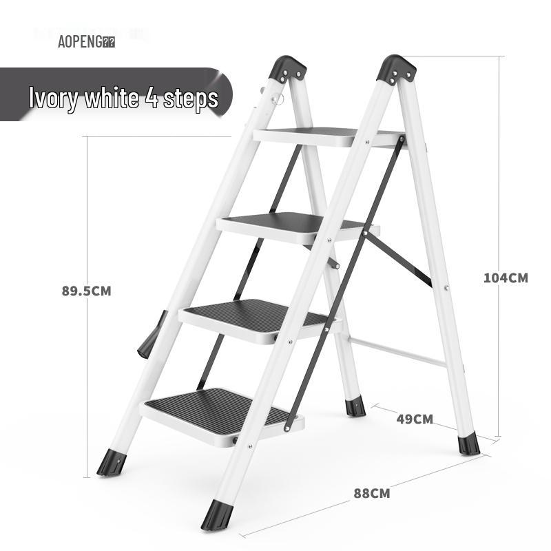 Multi-Functional Telescopic A-Frame Ladder: Indoor Folding Ladder with 3-4 Steps, Thickened for Stability.