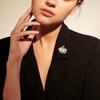 Noble and Elegant Crystal Swan Brooch Ins Personalized and Trendy Safety Pin Buckle Fixed Without Damaging Clothes Small Collar Pin