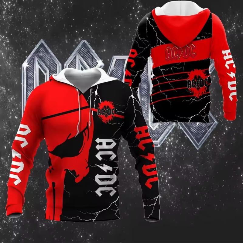 Spring and Autumn Popular Retro Men's Hoodies 3D Printing Fashion Rock Men's Casual Fashion Sweatshirts Tops