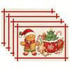 4/6pcs Set Featuring Gingerbread Men, Christmas Trees, And Candy Cane Patterns for Christmas Placemats. Seasonal Everyday Holiday Decorations Suitable