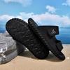 Summer 2026 Men's Large Leather Outdoor Beach Slippers, Size 48