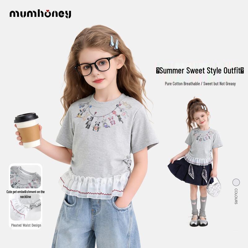 

Heinimuwu Girls Lace Short Sleeve T-shirt 140