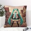 Hatsune Miku Santorini Sunset Throw Pillow With Core Anime Girl Cushion For Gaming Room Teens Room Sofa Bedroom Decor Fans Gift