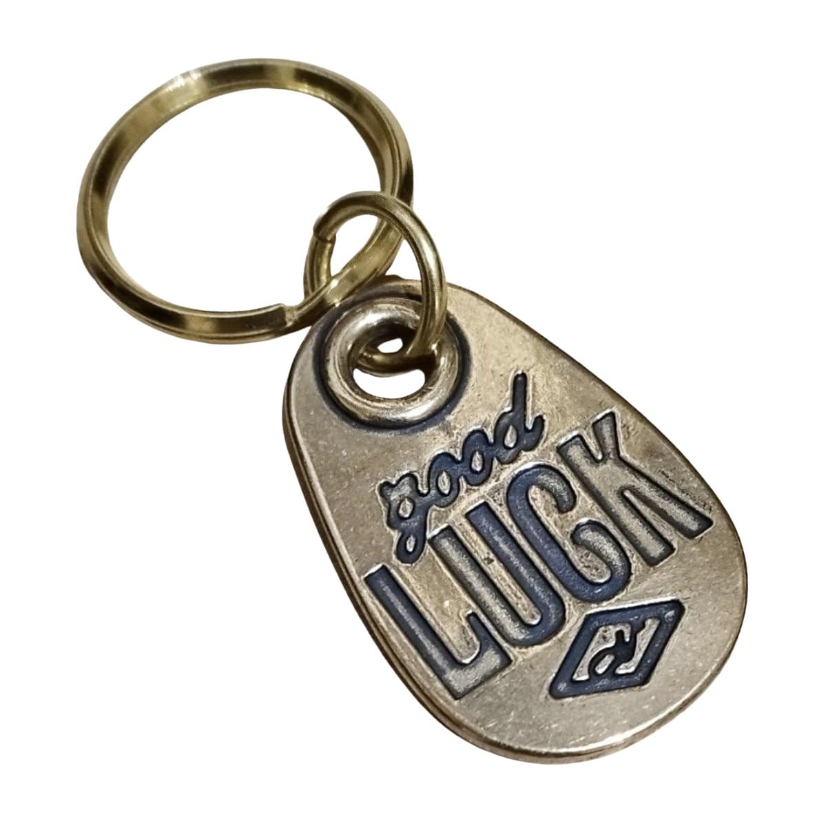 

[ALOHAMONI] Brass GOOD LUCK Vintage American Key Chain Key Ring American Casual Miscellaneous Goods 4.4cm x 2.8cm (tag), чорний