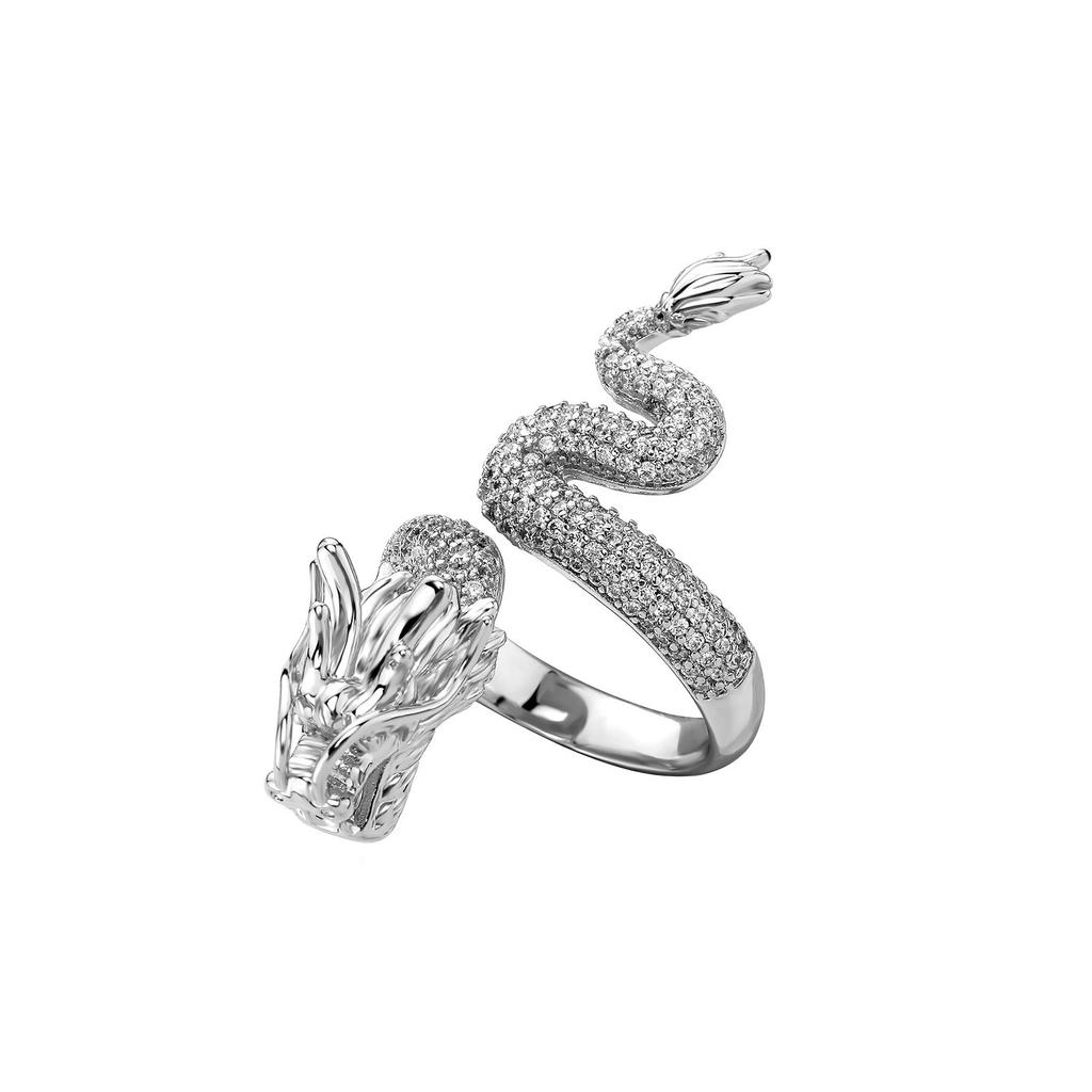 New Black Open Ring with Men's Design Sensation: Spiral Dragon Ring
