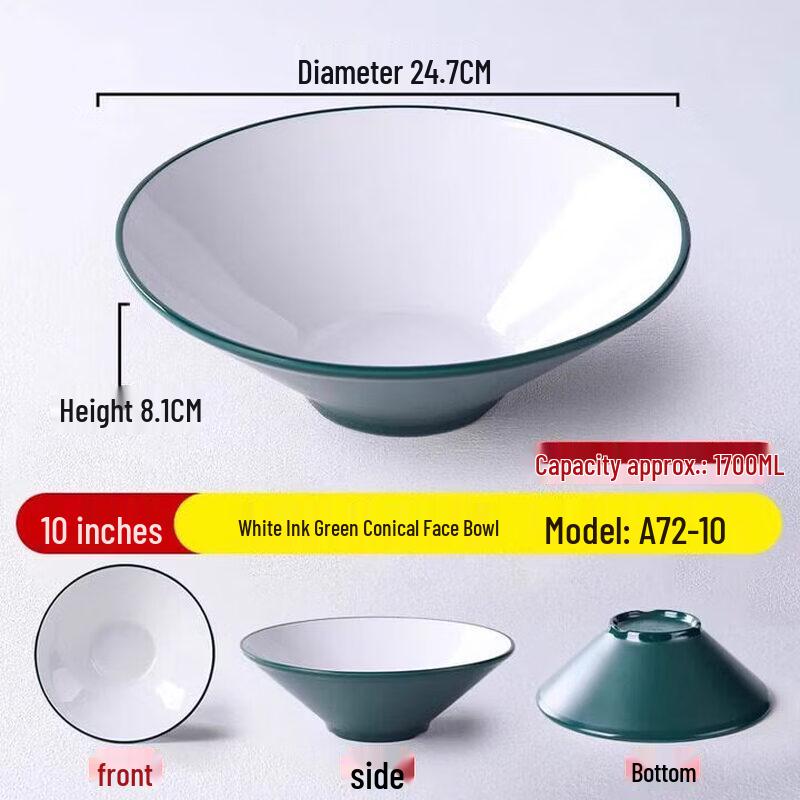 Commercial Melamine Noodle & Soup Bowls - 10-Pack