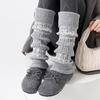 Sock Lady Socks, Winter and Autumn Style Socks, Fair Island Pile-up Socks, Warm and Thick, Retro Grey Diamond-shaped Calf and Leg Coverings