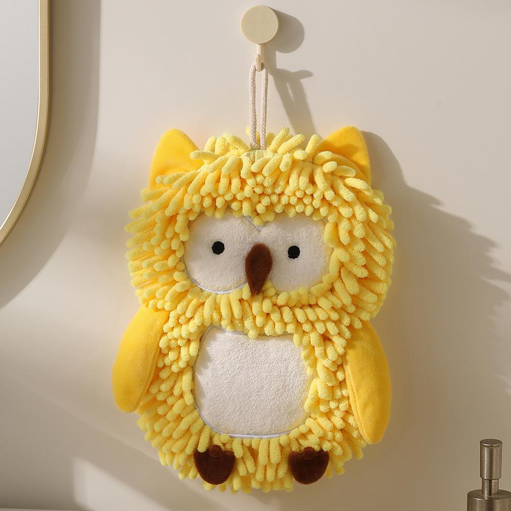 

Night Owl Hand Towel Hanging Absorbent Handkerchief Bathroom Cleaning Towel Kitchen Hand Towel Cute Cartoon Furry Hand Towels жовтий