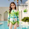 ASK JUNIOR Girls' Long Sleeve Chlorine-Resistant One-Piece Swimsuit