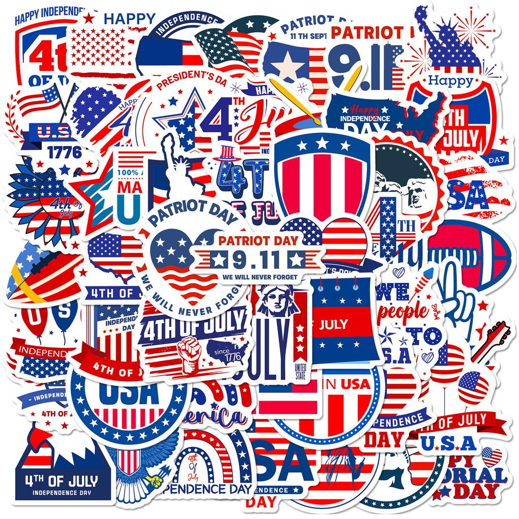 100 American Independence Day Stickers US President Independence Day Stickers Love Hat National Flag Decorative Stickers