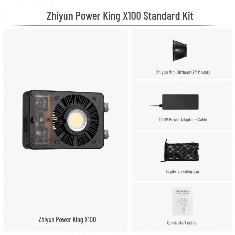 ZHIYUN X100 Портативный заполняющий свет COB мощностью 100 Вт для фотосъемки и прямых трансляций