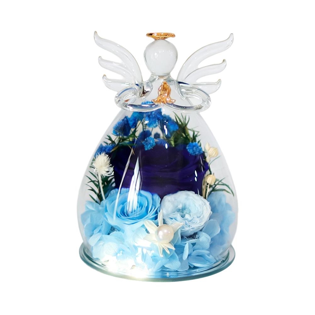 

Preserved Rose Big Angel Glass Dome Light Up Eternal Flower Ornament Real Rose Floral Decor Valentine s Day Romantic Gift