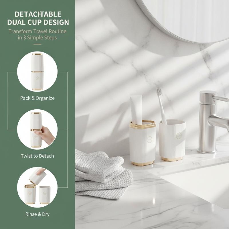 Portable Travel Toothbrush Holder Leakproof Design Elegant Striped Perfect For Camping Business Trips