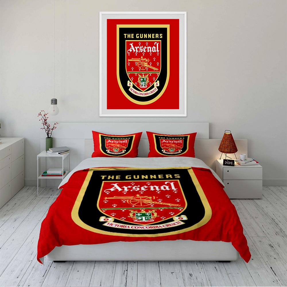 Arsenal The Gunners Bedding Set Decor Bedding Set (1 Duvet Cover, 2 Pillowcases, Duvet Not Included)