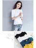 Women's Slimming Fitted T-Shirt: Round, V-Neck, or Mock Neck; Short or Three-Quarter Sleeves; Semi-High Neck Basic Top.