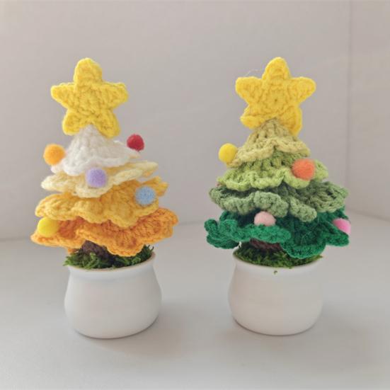 Christmas Yarn Ornament Bright Color Xmas Tree Star Shape Knitted Tree